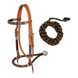 Pool's Equitazione Bosal set con perle bordo' e redini mecate in crine