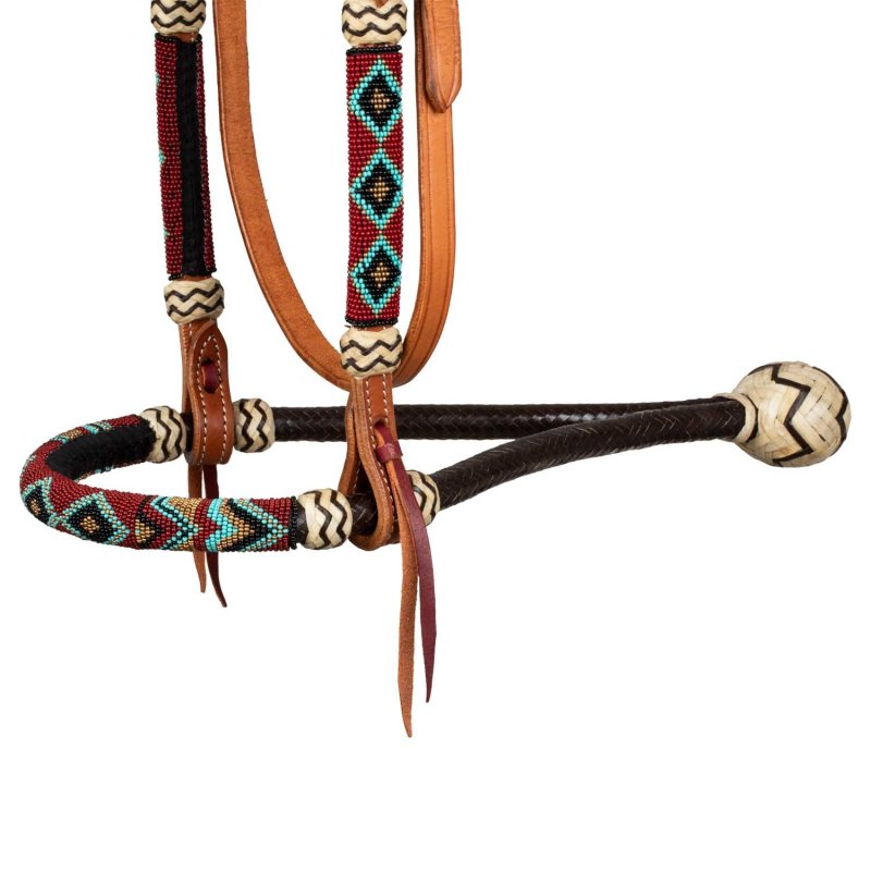 Pool's Equitazione Bosal set con perle bordo' e redini mecate in crine
