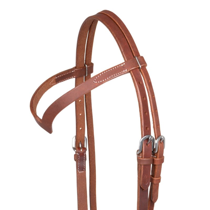 Pool's Equitazione Testiera con frontalino a V in cuoio argentino Harness