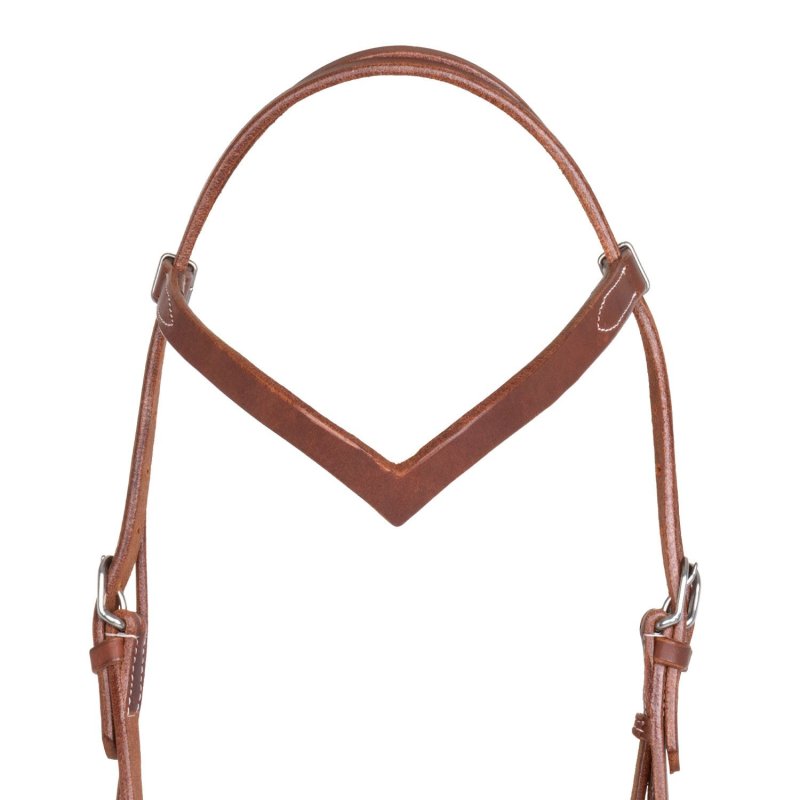 Pool's Equitazione Testiera con frontalino a V in cuoio argentino Harness