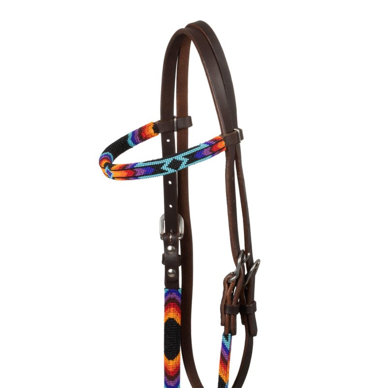 Pool's Equitazione Testiera Western oliata con frontalino e perline