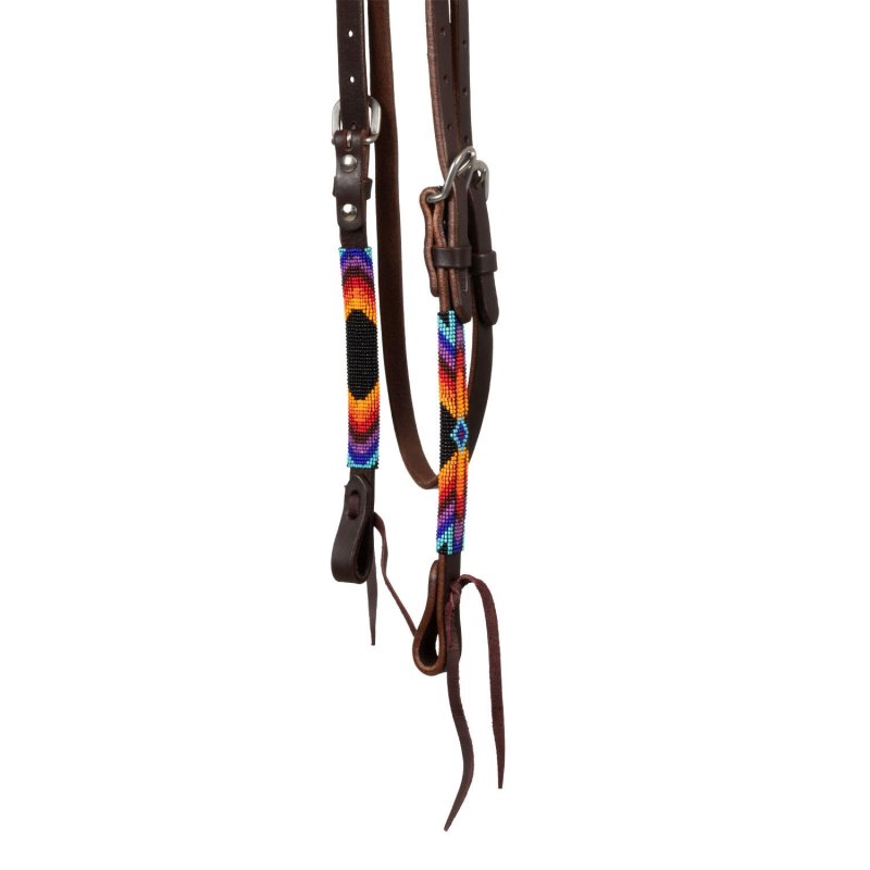 Pool's Equitazione Testiera Western oliata con frontalino e perline