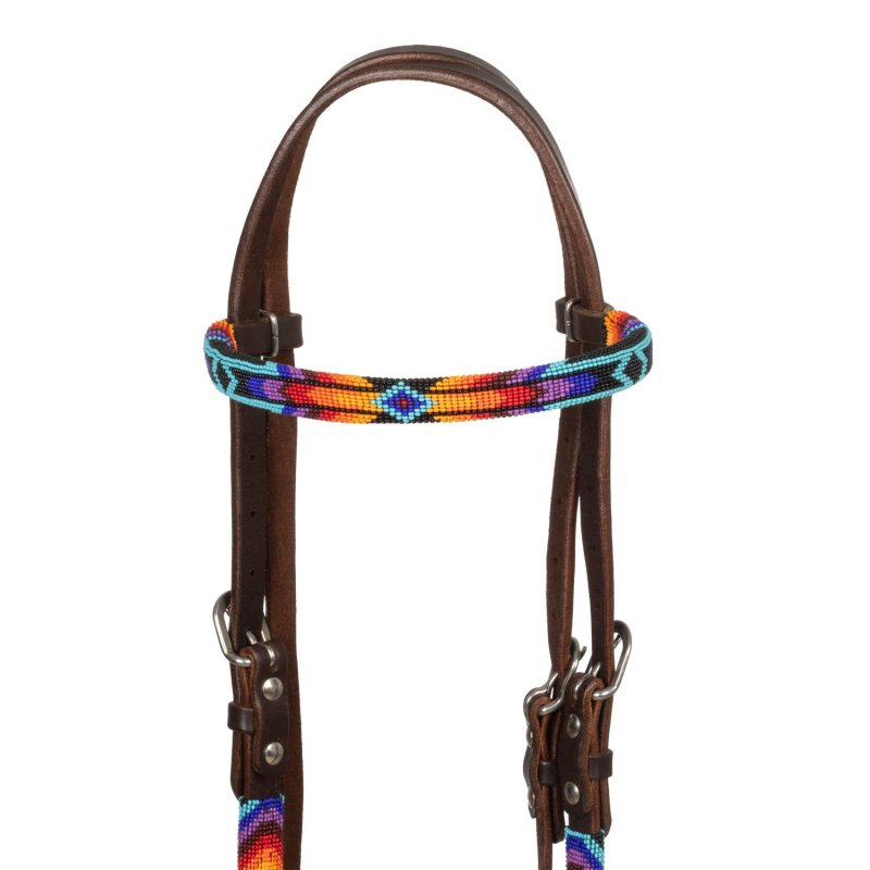 Pool's Equitazione Testiera Western oliata con frontalino e perline
