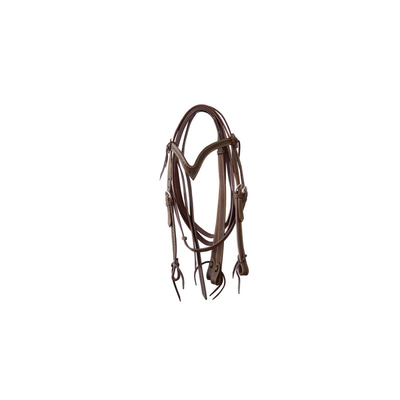 Lakota Saddlery Testiera con frontalino a V Basket/Flower con redini