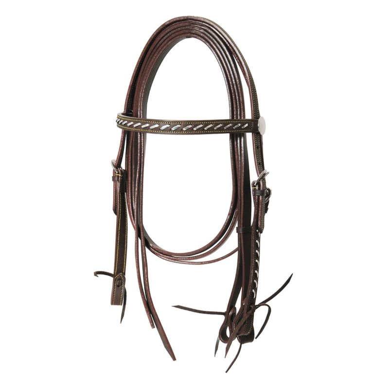 Lakota Saddlery Testiera con frontalino dritto Silver Wire con redini